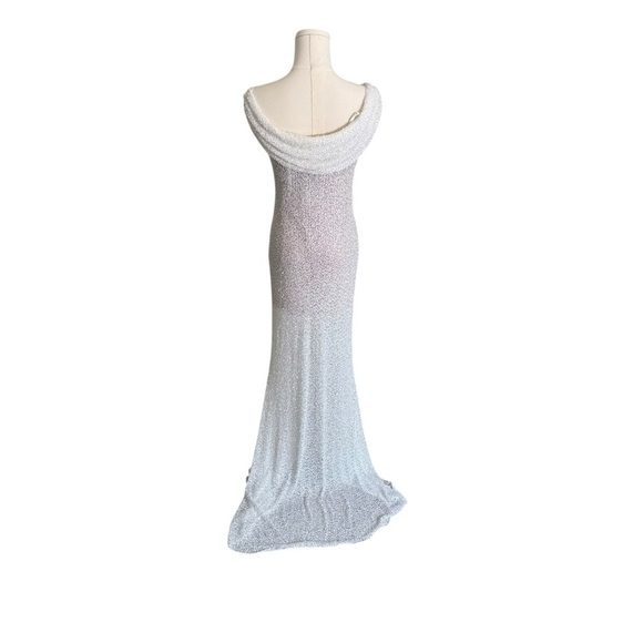 Self-Portait - Elegant Off-Shoulder Beaded White Evening Gown Sz 6 - Picture 7 of 10